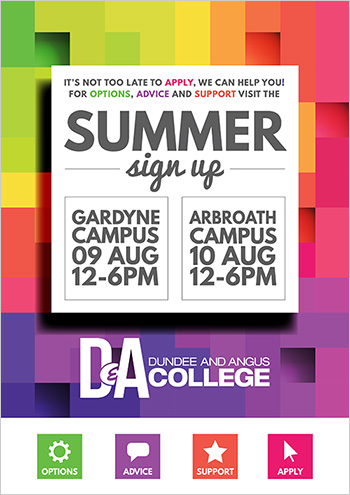 Dundee & Angus College - Summer Sign-up: 9 & 10 August 